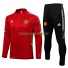 Manchester United Champions League Sweatshirts Anzüge Suit Quarter-zip 2022-23 Rot Weiß Für Kinder